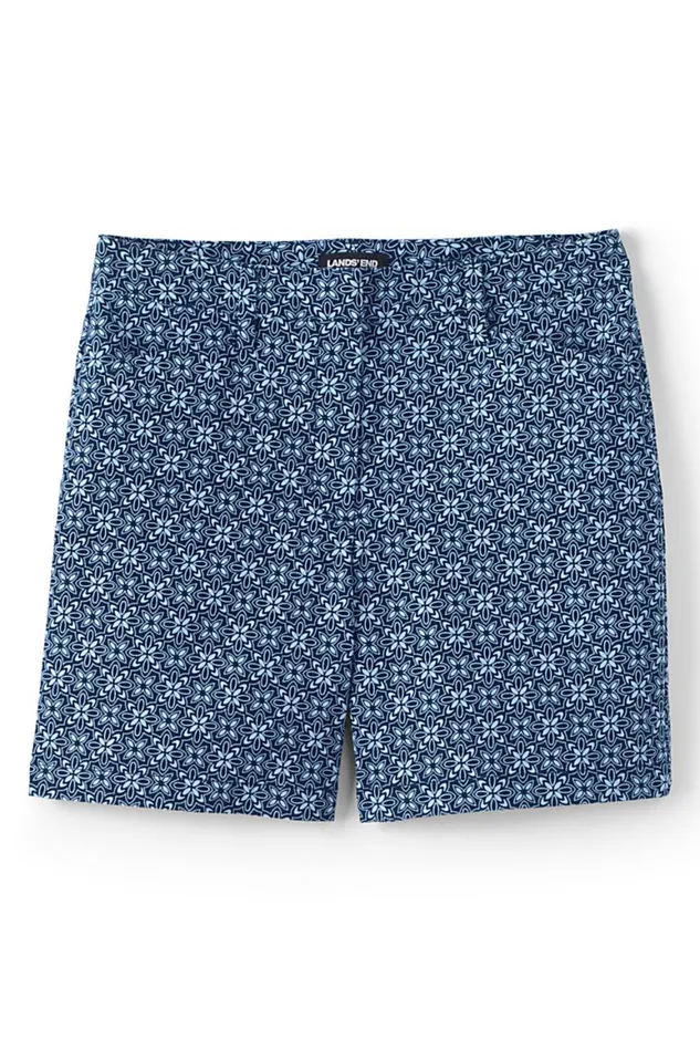 Lands039 End Shorts Women Mid Rise 7034 Curvy Chino Print Shorts Deep Sea Geo Lands039 End Shorts Women Mid Rise 7034 Curvy Chino Print Shorts Deep Sea Geo