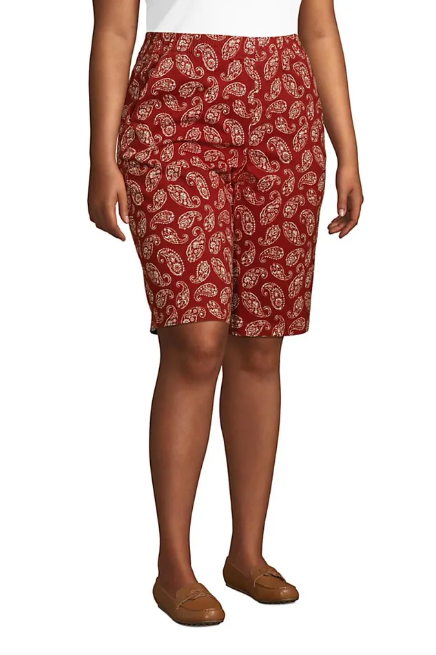 Lands039 End Shorts Women Plus Size Mid Rise Elastic Waist Pull On 12034 Chino Bermuda Shorts Rust Red Lands039 End Shorts Women Plus Size Mid Rise Elastic Waist Pull On 12034 Chino Bermuda Shorts Rust Red
