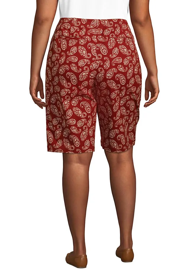 Lands039 End Shorts Women Plus Size Mid Rise Elastic Waist Pull On 12034 Chino Bermuda Shorts Rust Red Lands039 End Shorts Women Plus Size Mid Rise Elastic Waist Pull On 12034 Chino Bermuda Shorts Rust Red