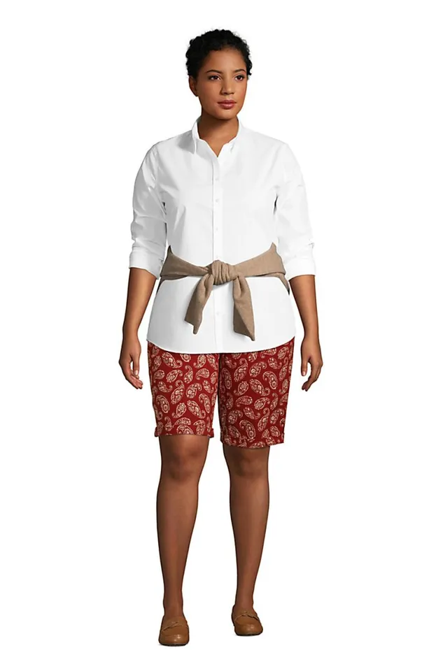 Lands039 End Shorts Women Plus Size Mid Rise Elastic Waist Pull On 12034 Chino Bermuda Shorts Rust Red Lands039 End Shorts Women Plus Size Mid Rise Elastic Waist Pull On 12034 Chino Bermuda Shorts Rust Red