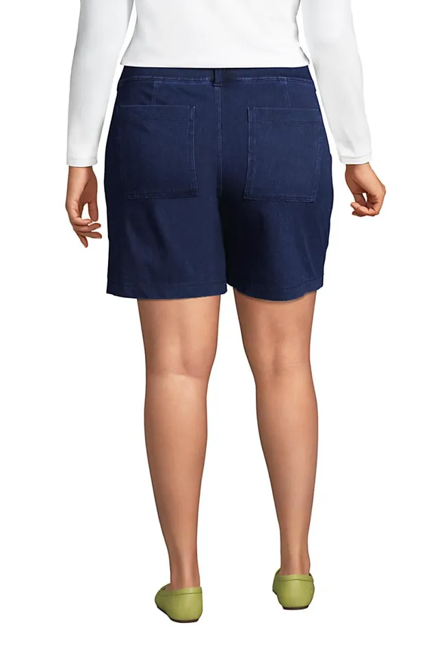 Lands039 End Shorts Women Plus Size Mid Rise Starfish Knit Jean 7034 Utility Shorts Dark Indigo Lands039 End Shorts Women Plus Size Mid Rise Starfish Knit Jean 7034 Utility Shorts Dark Indigo