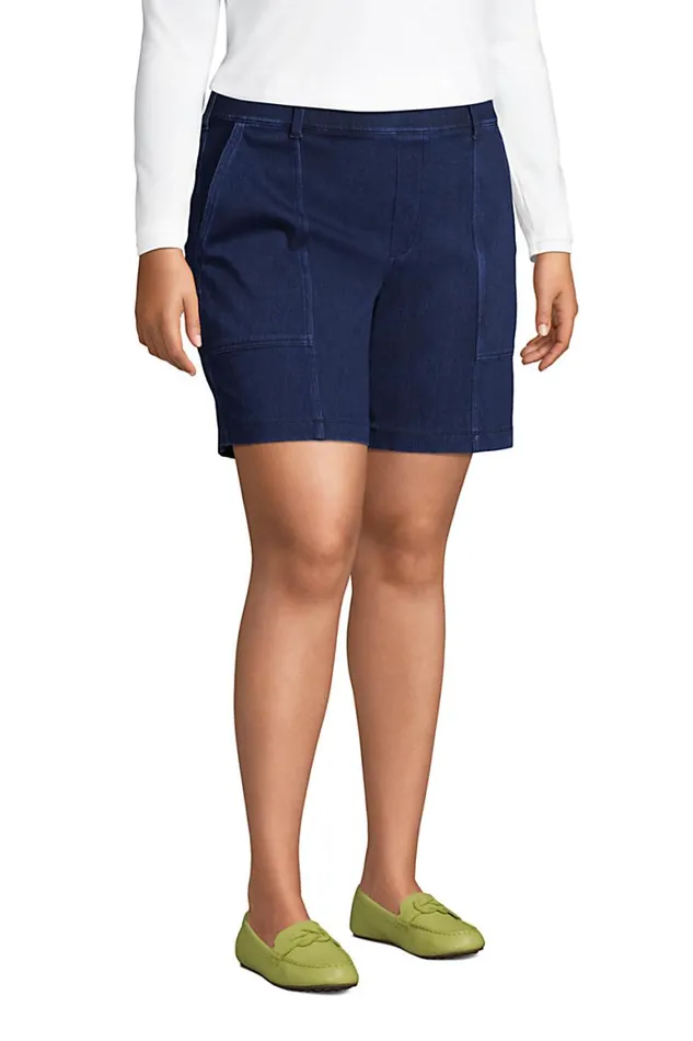Lands039 End Shorts Women Plus Size Mid Rise Starfish Knit Jean 7034 Utility Shorts Dark Indigo Lands039 End Shorts Women Plus Size Mid Rise Starfish Knit Jean 7034 Utility Shorts Dark Indigo
