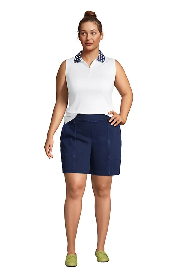 Lands039 End Shorts Women Plus Size Mid Rise Starfish Knit Jean 7034 Utility Shorts Dark Indigo Lands039 End Shorts Women Plus Size Mid Rise Starfish Knit Jean 7034 Utility Shorts Dark Indigo
