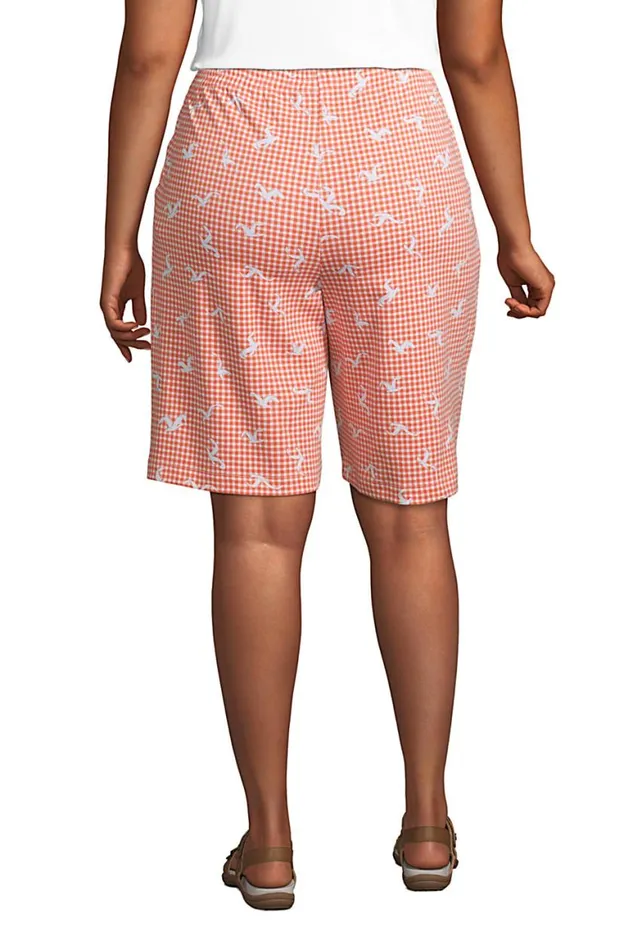 Lands039 End Shorts Women Plus Size Sport Knit Print High Rise Elastic Waist Pull On 10034 Bermuda Shorts Papaya Orange Seagull Check Lands039 End Shorts Women Plus Size Sport Knit Print High Rise Elastic Waist Pull On 10034 Bermuda Shorts Papaya Orange Seagull Check