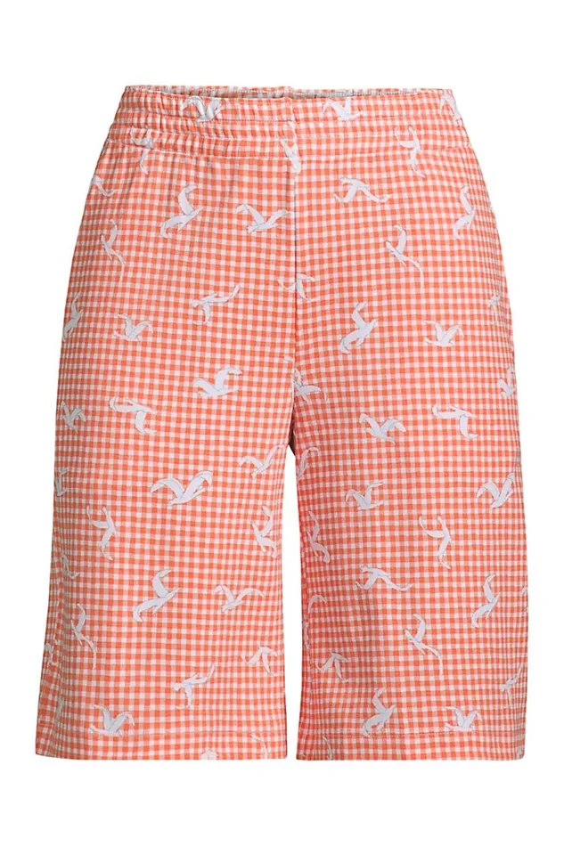 Lands039 End Shorts Women Plus Size Sport Knit Print High Rise Elastic Waist Pull On 10034 Bermuda Shorts Papaya Orange Seagull Check Lands039 End Shorts Women Plus Size Sport Knit Print High Rise Elastic Waist Pull On 10034 Bermuda Shorts Papaya Orange Seagull Check