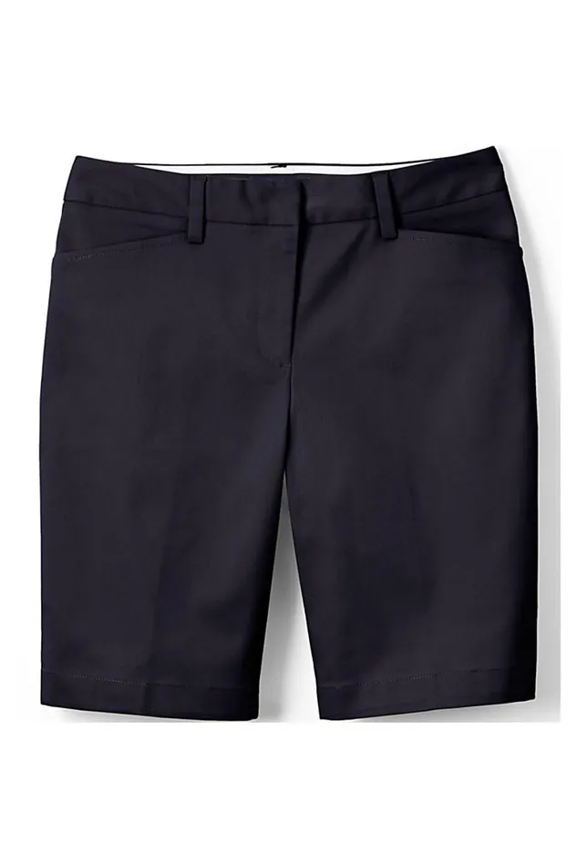 Lands039 End Shorts Women Straight Fit Plain 10034 Chino Shorts True Navy