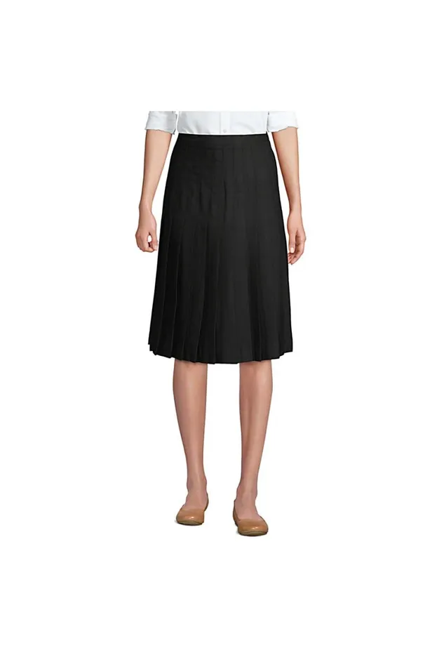 Lands039 End Skirts and Skorts Women Pleated Skirt Below The Knee Black