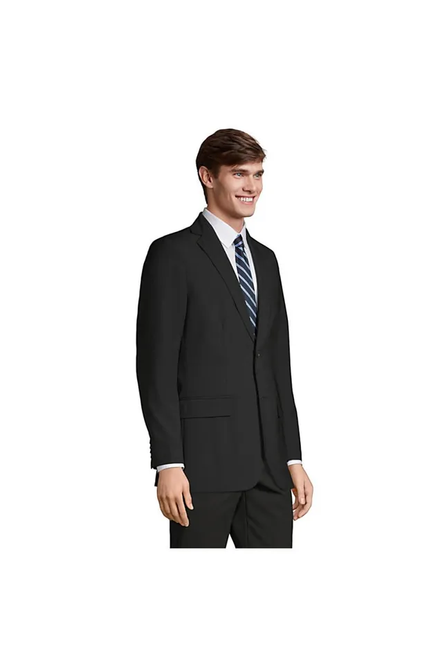 Lands039 End Sportcoats and Blazers Men Washable Wool 2 Button Traditional Fit Suit Jacket Black