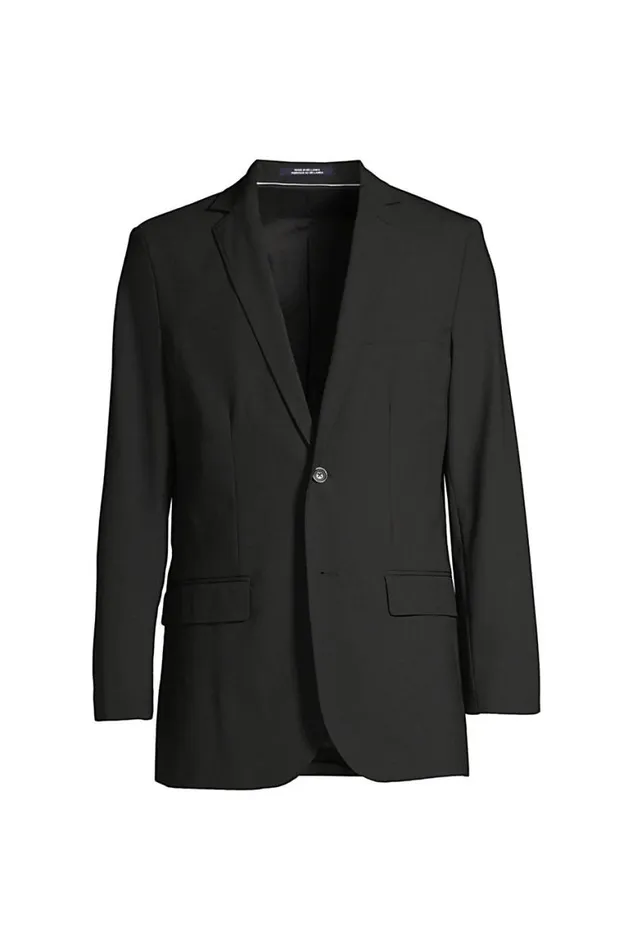 Lands039 End Sportcoats and Blazers Men Washable Wool 2 Button Traditional Fit Suit Jacket Black