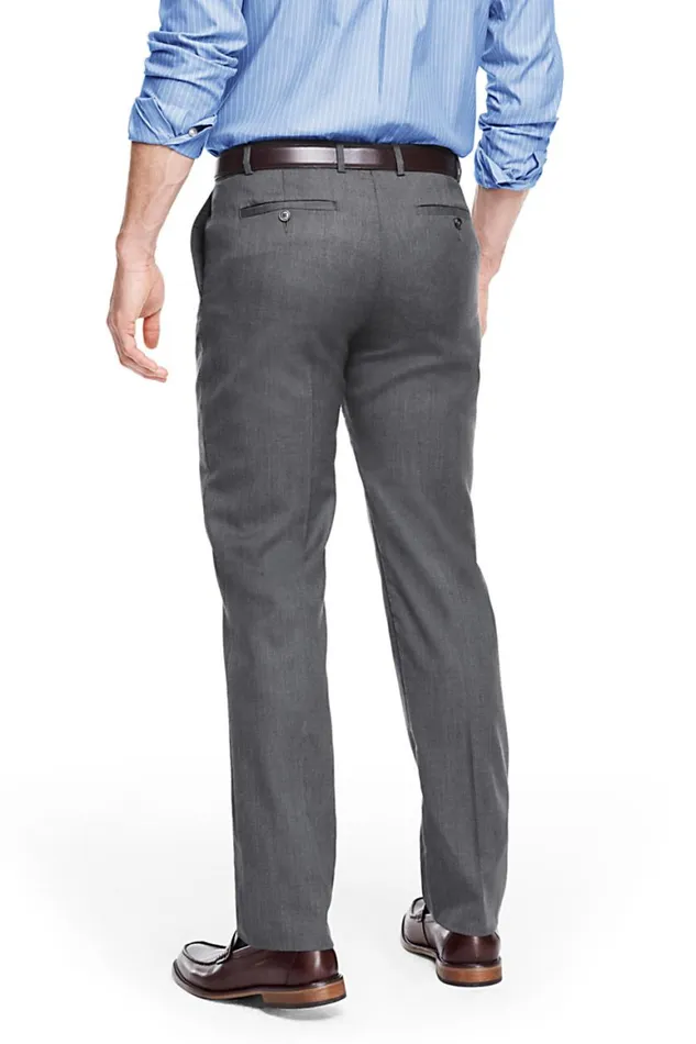 Lands039 End Suits and Separates Men Big And Tall Traditional Fit Wool Gabardine Dress Pants Charcoal