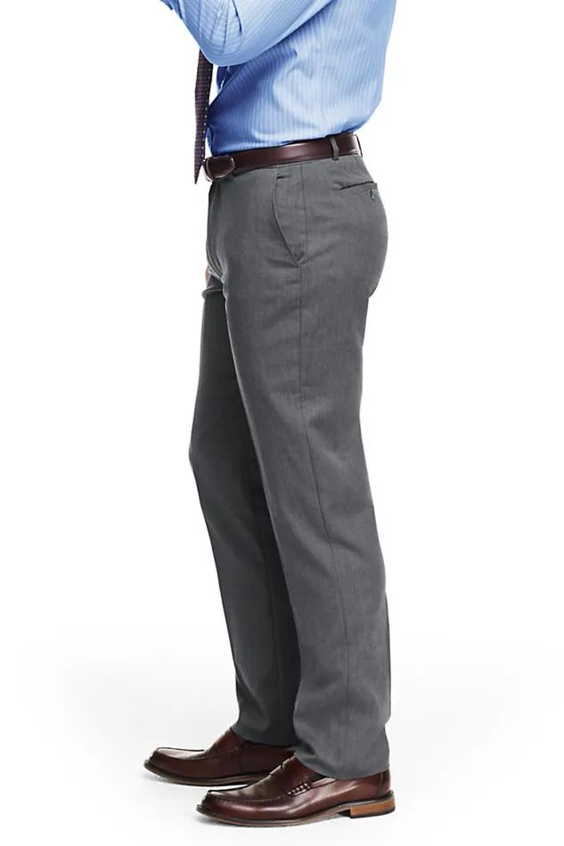Lands039 End Suits and Separates Men Big And Tall Traditional Fit Wool Gabardine Dress Pants Charcoal