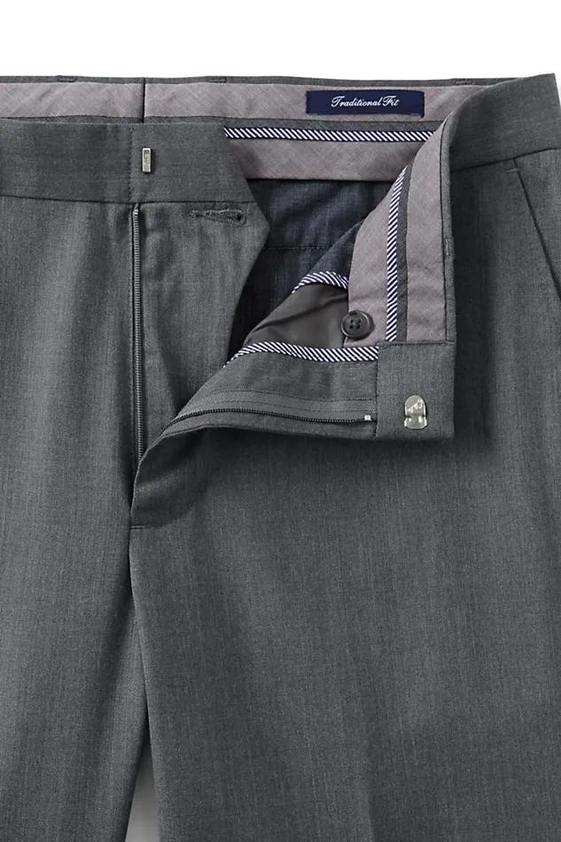 Lands039 End Suits and Separates Men Big And Tall Traditional Fit Wool Gabardine Dress Pants Charcoal