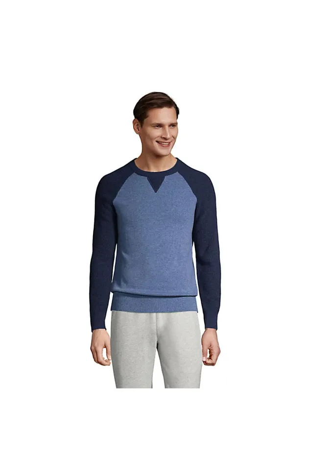 Lands039 End Sweaters Men Cashmere Crewneck Mixed Stitch Sweater Medium Blue Heather Lands039 End Sweaters Men Cashmere Crewneck Mixed Stitch Sweater Medium Blue Heather
