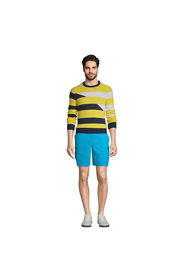 Lands039 End Sweaters Men Cotton Stripe Crewneck Sweater Yellow Lands039 End Sweaters Men Cotton Stripe Crewneck Sweater Yellow