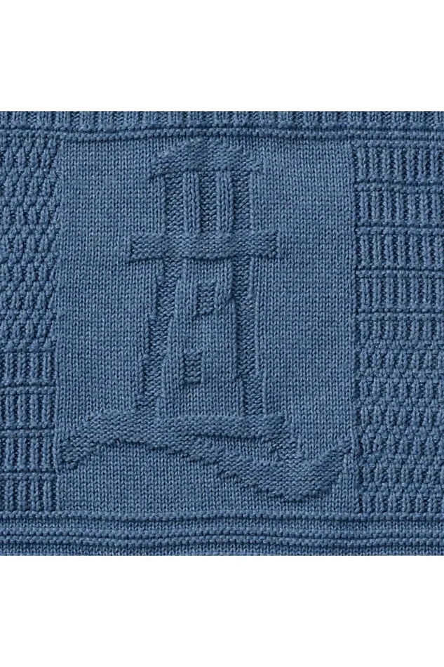 Lands039 End Sweaters Men Cotton Texture Crewneck Sweater Chambray Blue Heather