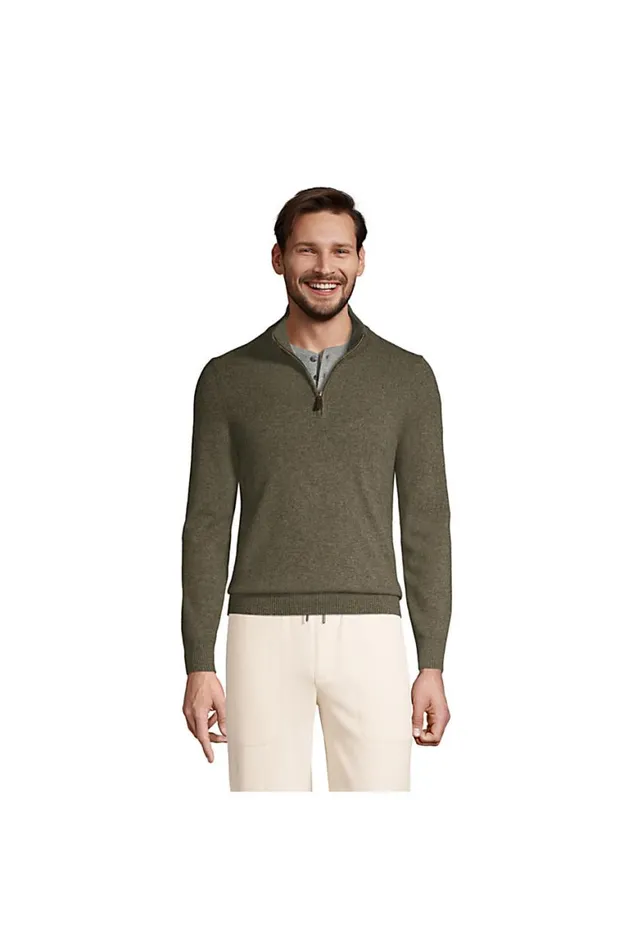 Lands039 End Sweaters Men Fine Gauge Cashmere Quarter Zip Forest Moss Heather Lands039 End Sweaters Men Fine Gauge Cashmere Quarter Zip Forest Moss Heather