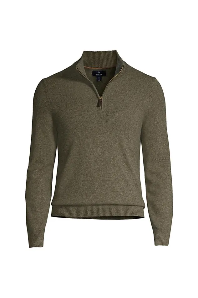 Lands039 End Sweaters Men Fine Gauge Cashmere Quarter Zip Forest Moss Heather Lands039 End Sweaters Men Fine Gauge Cashmere Quarter Zip Forest Moss Heather