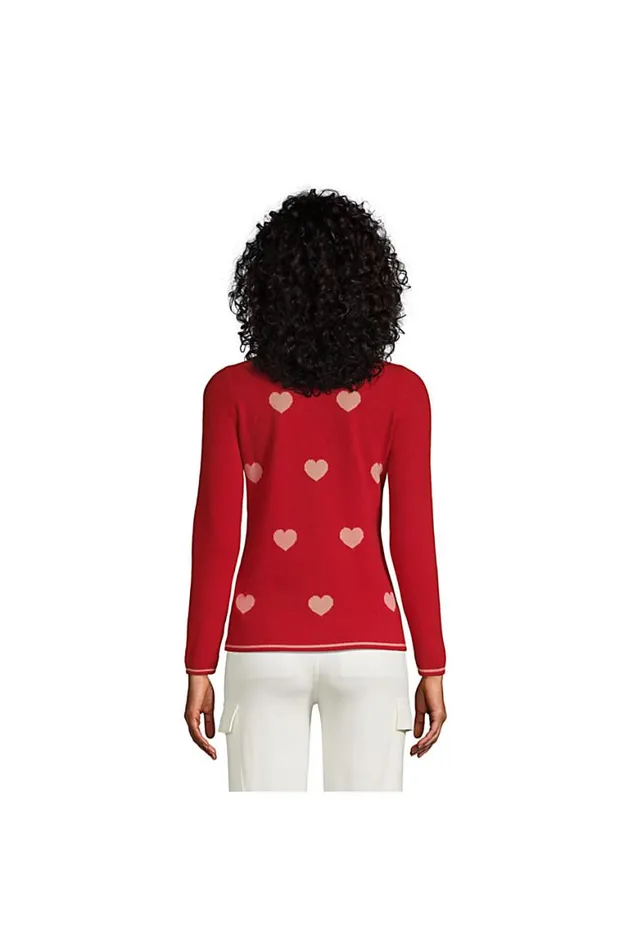 Lands039 End Sweaters Women Cashmere Crewneck Sweater 8211 Pattern Compass Red Hearts Lands039 End Sweaters Women Cashmere Crewneck Sweater 8211 Pattern Compass Red Hearts