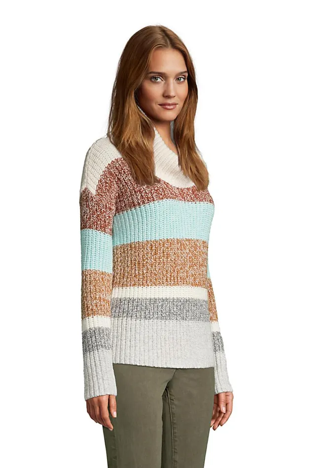 Lands039 End Sweaters Women Cozy Lofty Cowl Neck Sweater 8211 Stripe Cement Heather Marl Stripe Lands039 End Sweaters Women Cozy Lofty Cowl Neck Sweater 8211 Stripe Cement Heather Marl Stripe