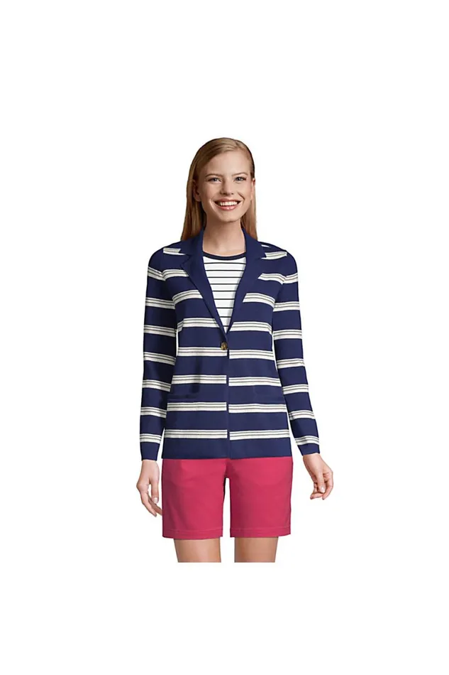 Lands039 End Sweaters Women Fine Gauge Cotton Button Front Blazer Sweater 8211 Stripe Deep Sea Navy Founders Stripe Lands039 End Sweaters Women Fine Gauge Cotton Button Front Blazer Sweater 8211 Stripe Deep Sea Navy Founders Stripe