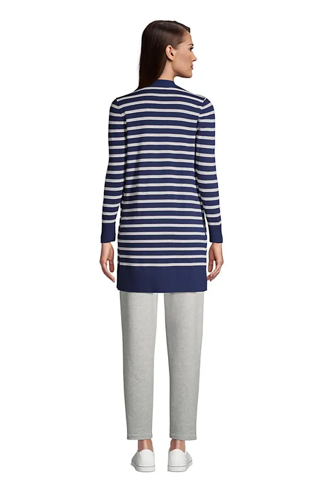 Lands039 End Sweaters Women Fine Gauge Cotton Long Open Cardigan Sweater 8211 Stripe Baltic Teal Blocked Stripe Lands039 End Sweaters Women Fine Gauge Cotton Long Open Cardigan Sweater 8211 Stripe Baltic Teal Blocked Stripe