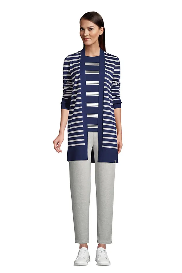 Lands039 End Sweaters Women Fine Gauge Cotton Long Open Cardigan Sweater 8211 Stripe Baltic Teal Blocked Stripe Lands039 End Sweaters Women Fine Gauge Cotton Long Open Cardigan Sweater 8211 Stripe Baltic Teal Blocked Stripe