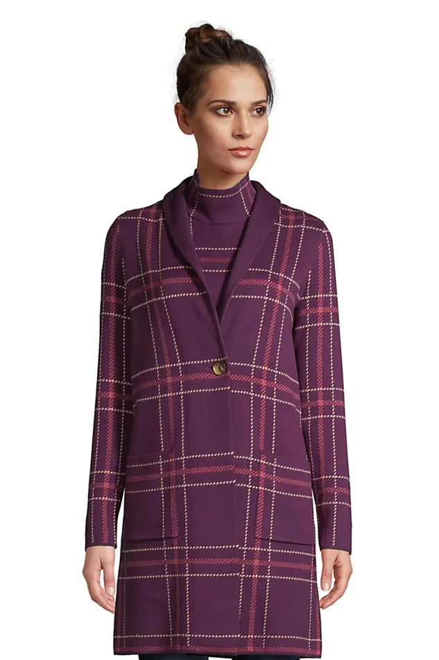 Lands039 End Sweaters Women Lofty Coatigan 8211 Birdseye Jacquard Medallion Mulberry Plaid Lands039 End Sweaters Women Lofty Coatigan 8211 Birdseye Jacquard Medallion Mulberry Plaid