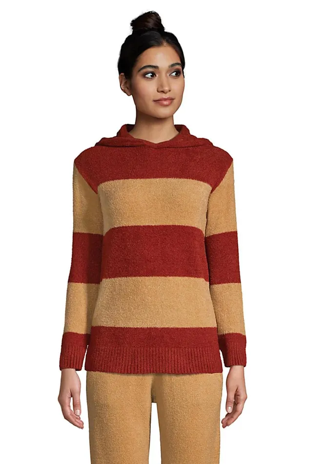 Lands039 End Sweaters Women Lounge Hooded Pullover Stripe Sweater Slounge Rust Red Stripe Lands039 End Sweaters Women Lounge Hooded Pullover Stripe Sweater Slounge Rust Red Stripe