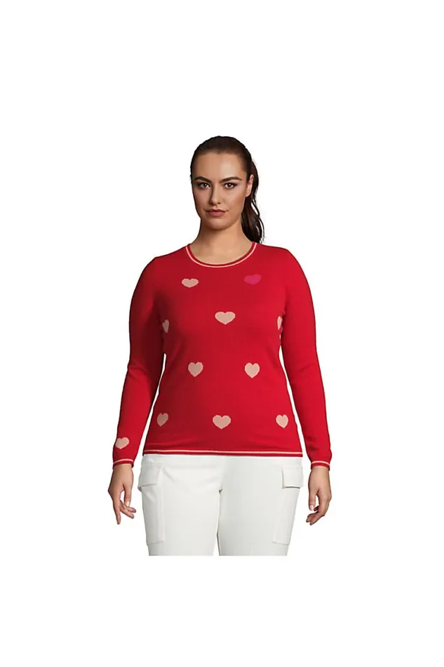 Lands039 End Sweaters Women Plus Size Cashmere Crewneck Sweater 8211 Pattern Compass Red Hearts Lands039 End Sweaters Women Plus Size Cashmere Crewneck Sweater 8211 Pattern Compass Red Hearts