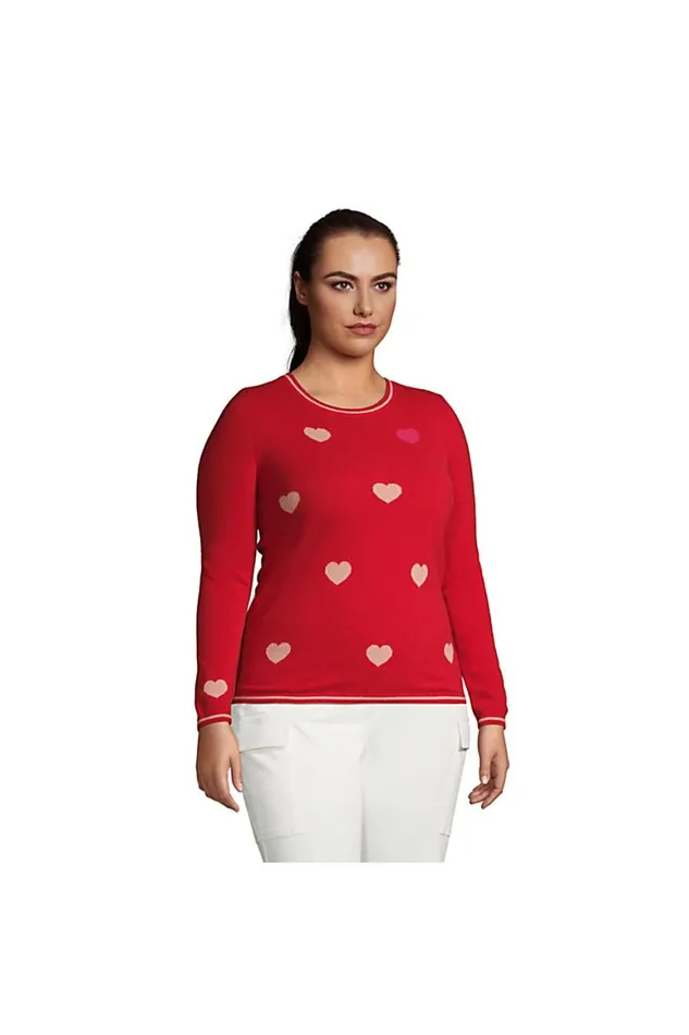 Lands039 End Sweaters Women Plus Size Cashmere Crewneck Sweater 8211 Pattern Compass Red Hearts Lands039 End Sweaters Women Plus Size Cashmere Crewneck Sweater 8211 Pattern Compass Red Hearts