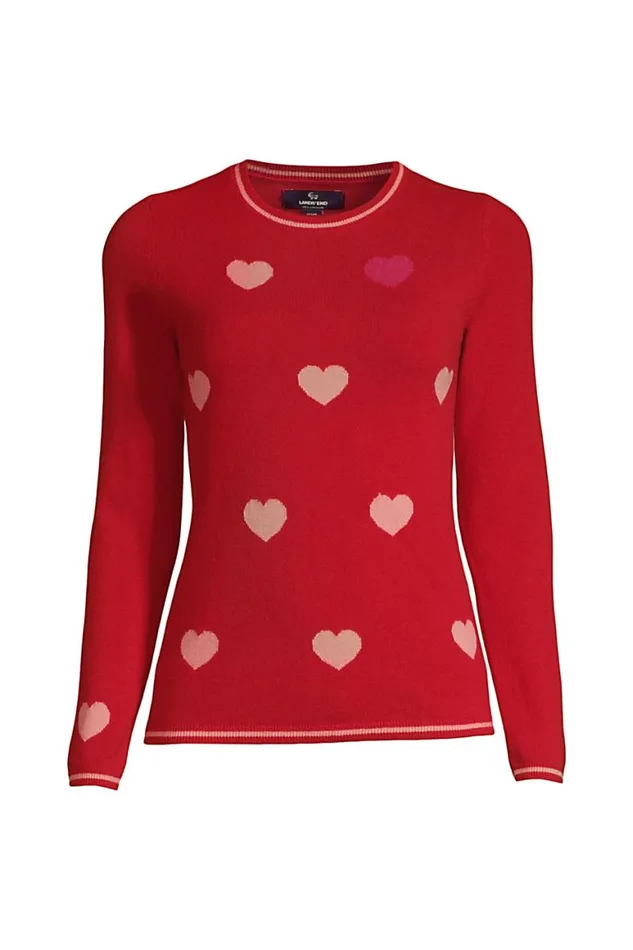 Lands039 End Sweaters Women Plus Size Cashmere Crewneck Sweater 8211 Pattern Compass Red Hearts Lands039 End Sweaters Women Plus Size Cashmere Crewneck Sweater 8211 Pattern Compass Red Hearts