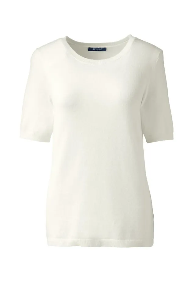 Lands039 End Sweaters Women Plus Size Cashmere Short Sleeve Crewneck Sweater Fresh Ivory Lands039 End Sweaters Women Plus Size Cashmere Short Sleeve Crewneck Sweater Fresh Ivory