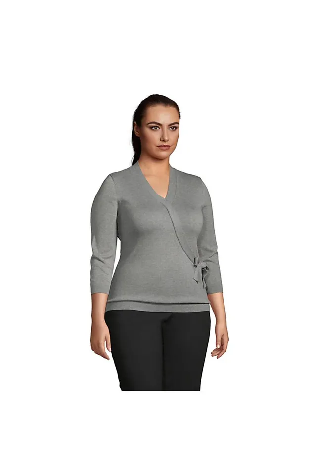 Lands039 End Sweaters Women Plus Size Cotton Modal 34 Sleeve Tie Waist Pullover Sweater Rubellite Lands039 End Sweaters Women Plus Size Cotton Modal 34 Sleeve Tie Waist Pullover Sweater Rubellite