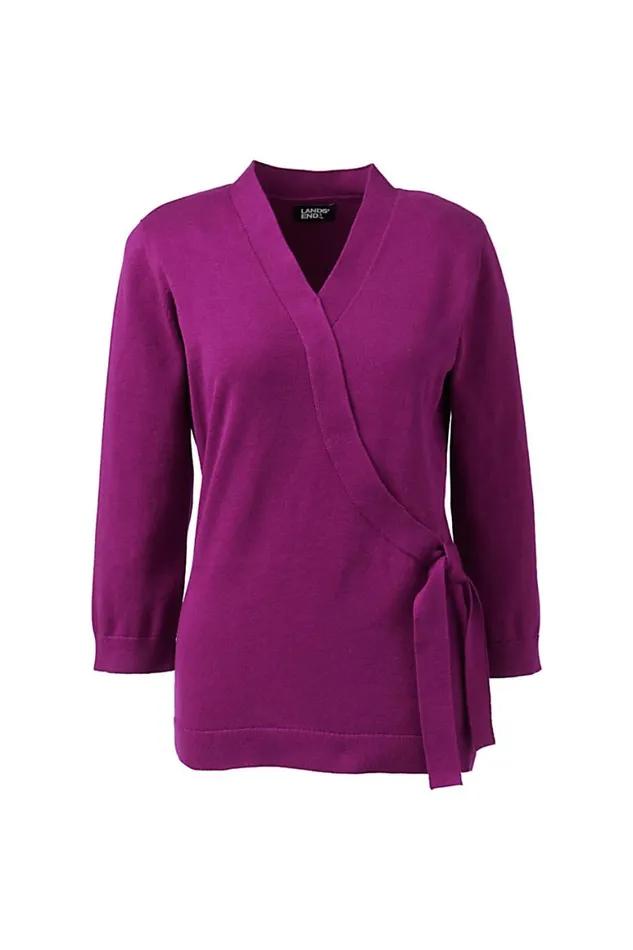 Lands039 End Sweaters Women Plus Size Cotton Modal 34 Sleeve Tie Waist Pullover Sweater Rubellite Lands039 End Sweaters Women Plus Size Cotton Modal 34 Sleeve Tie Waist Pullover Sweater Rubellite
