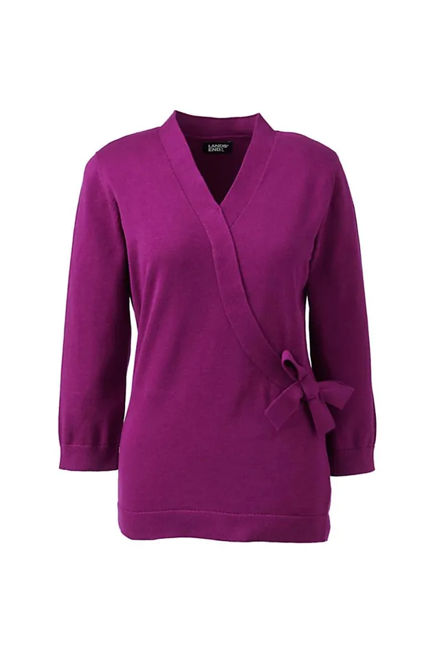 Lands039 End Sweaters Women Plus Size Cotton Modal 34 Sleeve Tie Waist Pullover Sweater Rubellite Lands039 End Sweaters Women Plus Size Cotton Modal 34 Sleeve Tie Waist Pullover Sweater Rubellite