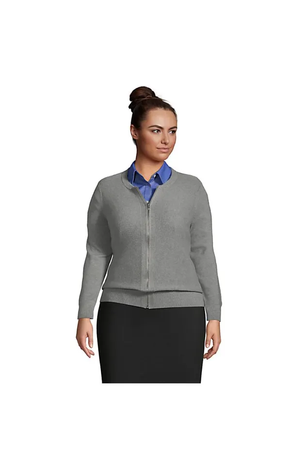 Lands039 End Sweaters Women Plus Size Cotton Modal Zip Cardigan Sweater Jacket Pewter Heather Lands039 End Sweaters Women Plus Size Cotton Modal Zip Cardigan Sweater Jacket Pewter Heather