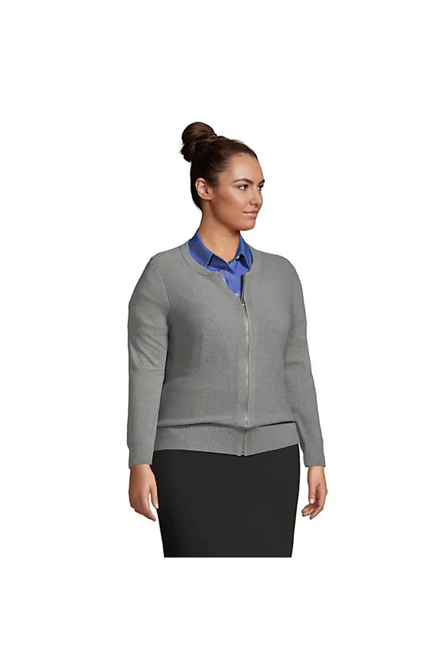 Lands039 End Sweaters Women Plus Size Cotton Modal Zip Cardigan Sweater Jacket Pewter Heather Lands039 End Sweaters Women Plus Size Cotton Modal Zip Cardigan Sweater Jacket Pewter Heather