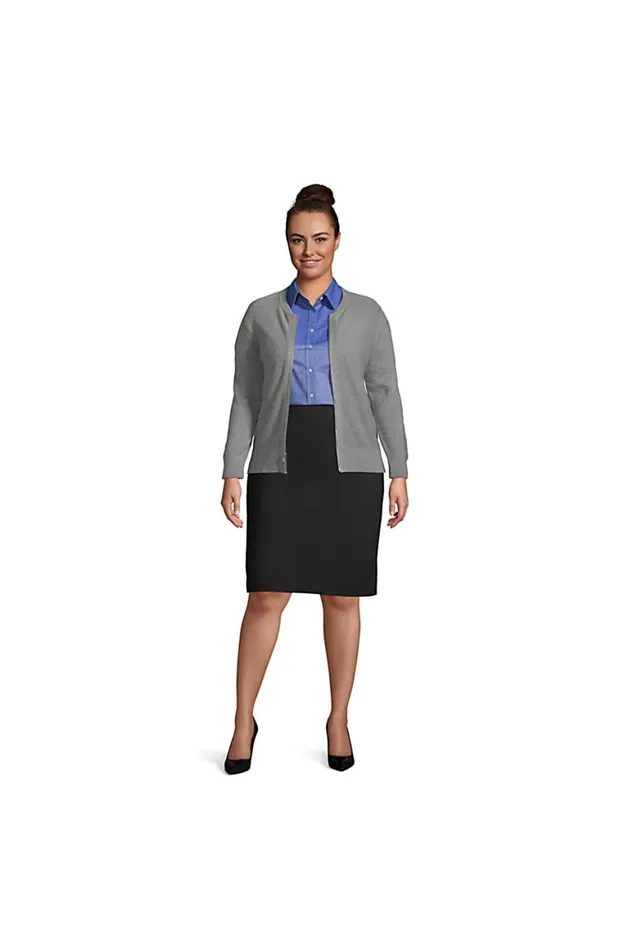Lands039 End Sweaters Women Plus Size Cotton Modal Zip Cardigan Sweater Jacket Pewter Heather Lands039 End Sweaters Women Plus Size Cotton Modal Zip Cardigan Sweater Jacket Pewter Heather