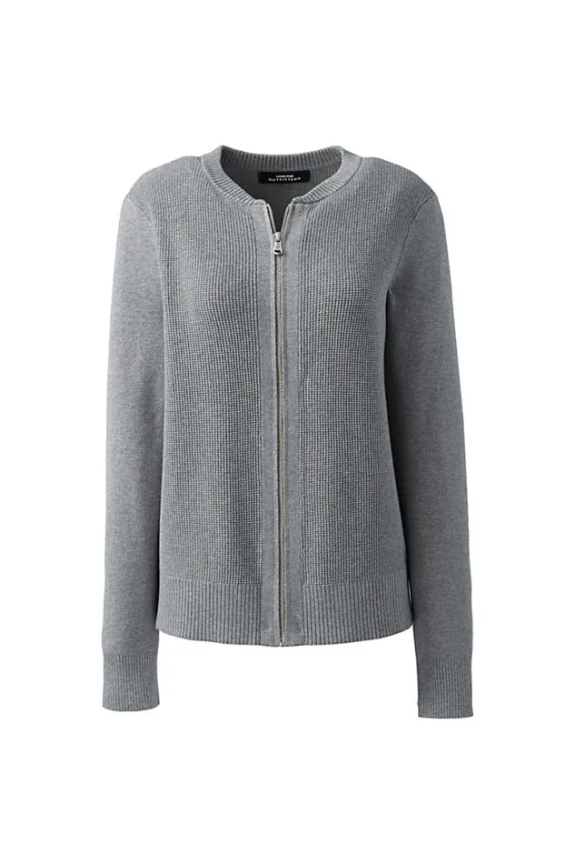 Lands039 End Sweaters Women Plus Size Cotton Modal Zip Cardigan Sweater Jacket Pewter Heather Lands039 End Sweaters Women Plus Size Cotton Modal Zip Cardigan Sweater Jacket Pewter Heather