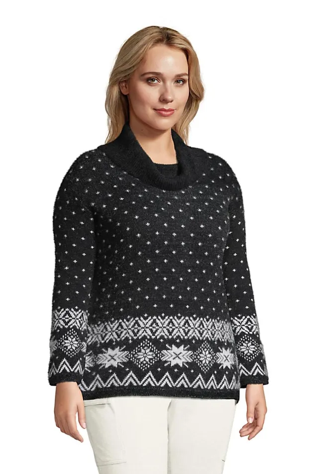 Lands039 End Sweaters Women Plus Size Eyelash Cowl Neck Sweater Black Lands039 End Sweaters Women Plus Size Eyelash Cowl Neck Sweater Black