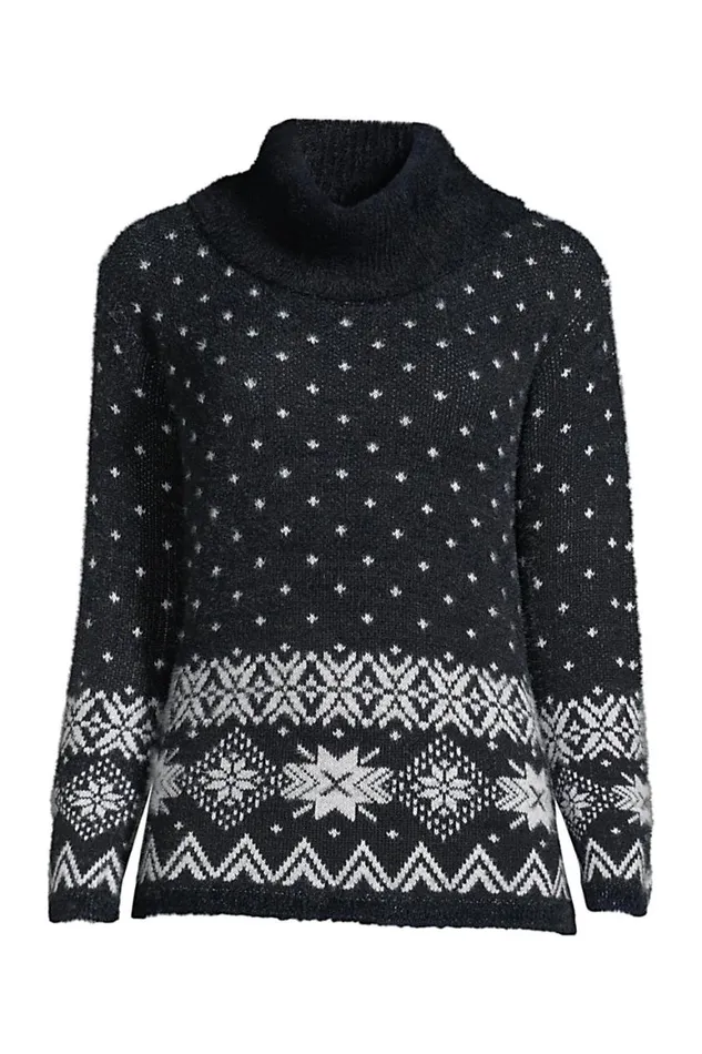 Lands039 End Sweaters Women Plus Size Eyelash Cowl Neck Sweater Black Lands039 End Sweaters Women Plus Size Eyelash Cowl Neck Sweater Black
