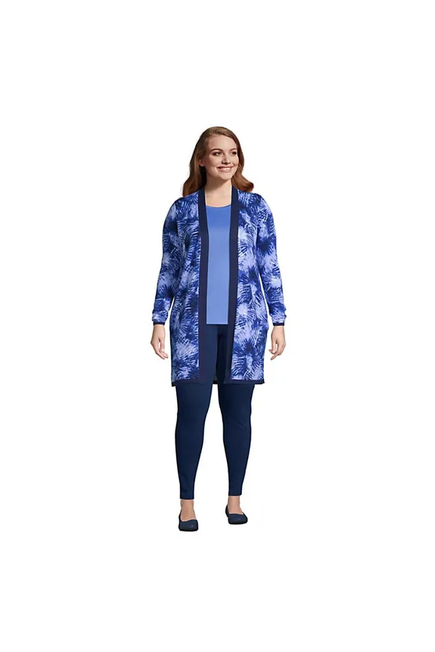 Lands039 End Sweaters Women Plus Size Fine Gauge Cotton Long Open Cardigan Sweater 8211 Print Deep Sea Navy Tie Dye Palm Lands039 End Sweaters Women Plus Size Fine Gauge Cotton Long Open Cardigan Sweater 8211 Print Deep Sea Navy Tie Dye Palm