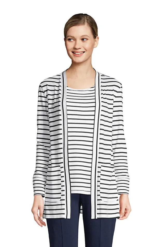 Lands039 End Sweaters Women Supima Micro Modal Striped Open Knit Cardigan White Lands039 End Sweaters Women Supima Micro Modal Striped Open Knit Cardigan White