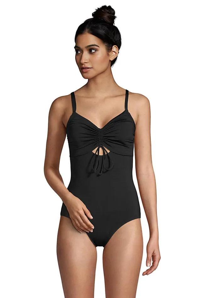 Lands039 End Swimsuits Women Chlorine Resistant Adjustable Vneck One Piece Swimsuit Adjustable Straps Black Lands039 End Swimsuits Women Chlorine Resistant Adjustable Vneck One Piece Swimsuit Adjustable Straps Black