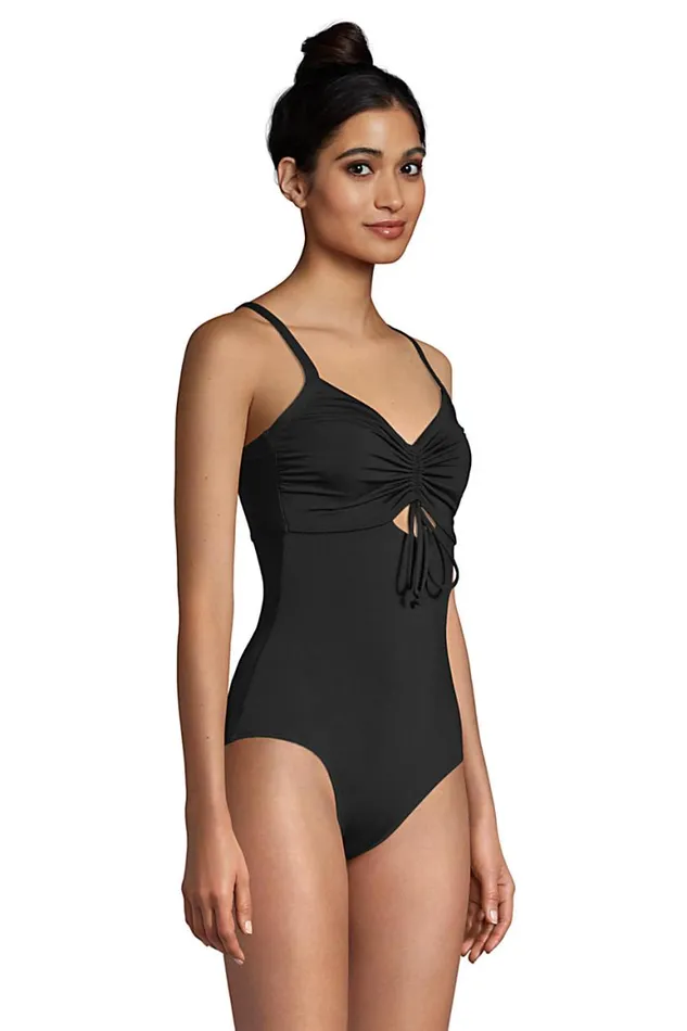 Lands039 End Swimsuits Women Chlorine Resistant Adjustable Vneck One Piece Swimsuit Adjustable Straps Black Lands039 End Swimsuits Women Chlorine Resistant Adjustable Vneck One Piece Swimsuit Adjustable Straps Black