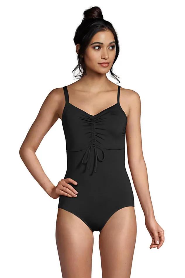 Lands039 End Swimsuits Women Chlorine Resistant Adjustable Vneck One Piece Swimsuit Adjustable Straps Black Lands039 End Swimsuits Women Chlorine Resistant Adjustable Vneck One Piece Swimsuit Adjustable Straps Black
