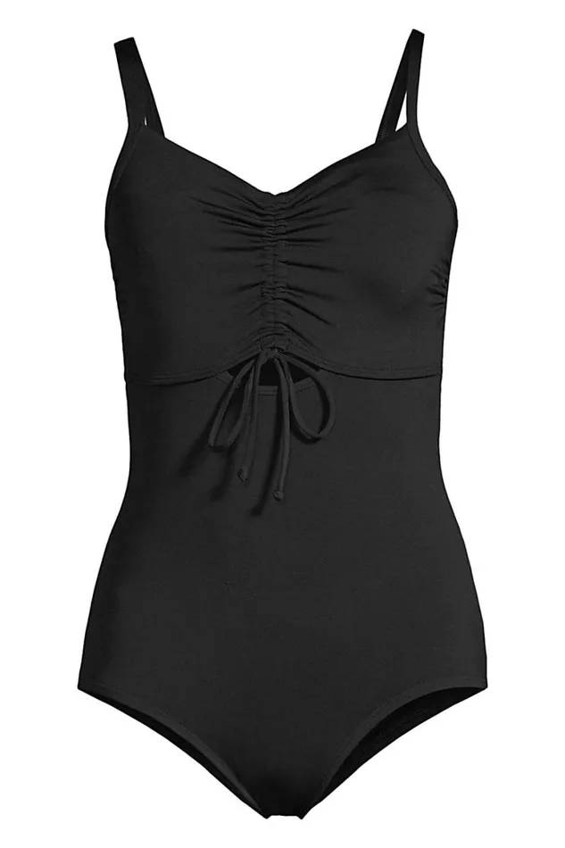 Lands039 End Swimsuits Women Chlorine Resistant Adjustable Vneck One Piece Swimsuit Adjustable Straps Black Lands039 End Swimsuits Women Chlorine Resistant Adjustable Vneck One Piece Swimsuit Adjustable Straps Black