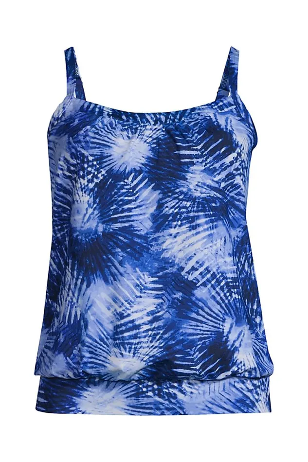 Lands039 End Swimsuits Women Chlorine Resistant Blouson Tummy Hiding Tankini Top Swimsuit Adjustable Straps Deep Sea Navy Tie Dye Palm Lands039 End Swimsuits Women Chlorine Resistant Blouson Tummy Hiding Tankini Top Swimsuit Adjustable Straps Deep Sea Navy Tie Dye Palm
