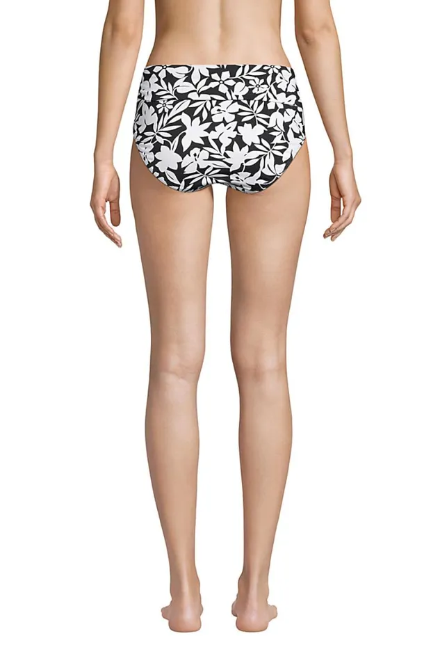 Lands039 End Swimsuits Women Chlorine Resistant Fold Over Mid Waist Bikini Bottoms Black Havana Floral Lands039 End Swimsuits Women Chlorine Resistant Fold Over Mid Waist Bikini Bottoms Black Havana Floral