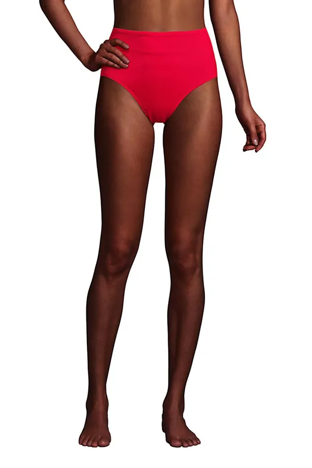 Lands039 End Swimsuits Women Chlorine Resistant High Waisted Bikini Bottoms Compass Red Lands039 End Swimsuits Women Chlorine Resistant High Waisted Bikini Bottoms Compass Red